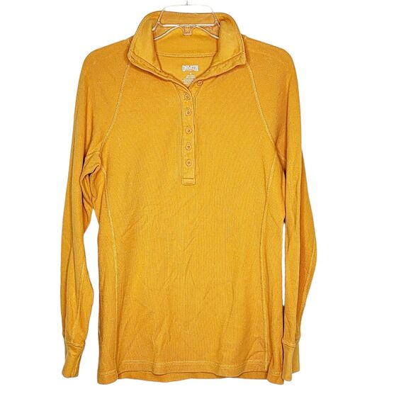 Duluth Trading Co Heritage Henley Ribbed Mock Turtleneck Yellow Gold Women’s S - Picture 1 of 4